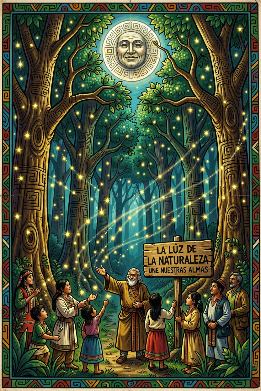 A moonlit forest where fireflies dance like stars