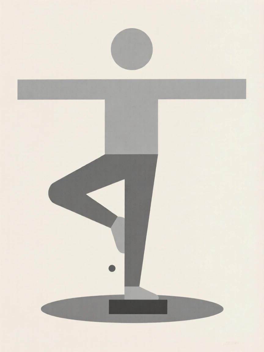 A person practicing balance on one leg