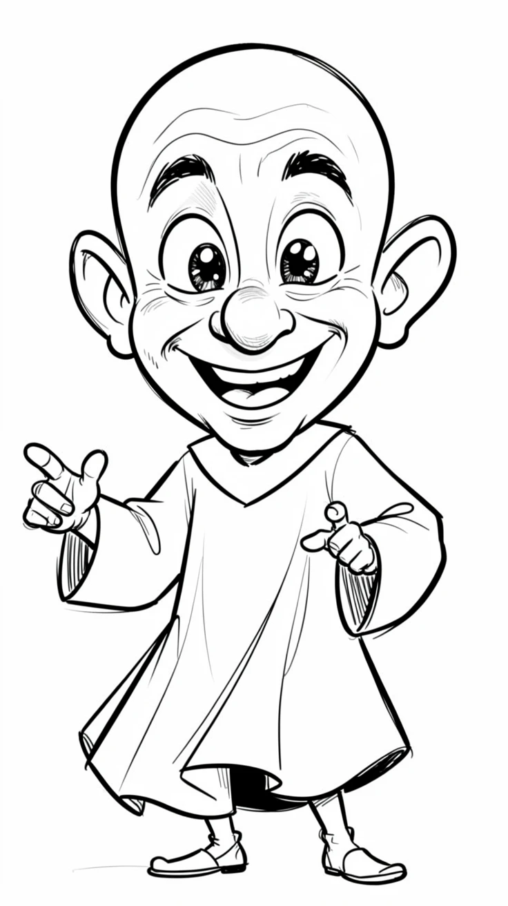 [People Portraits & Characters] Portrait of a cheerful monk mid-performance, full of personality and charm