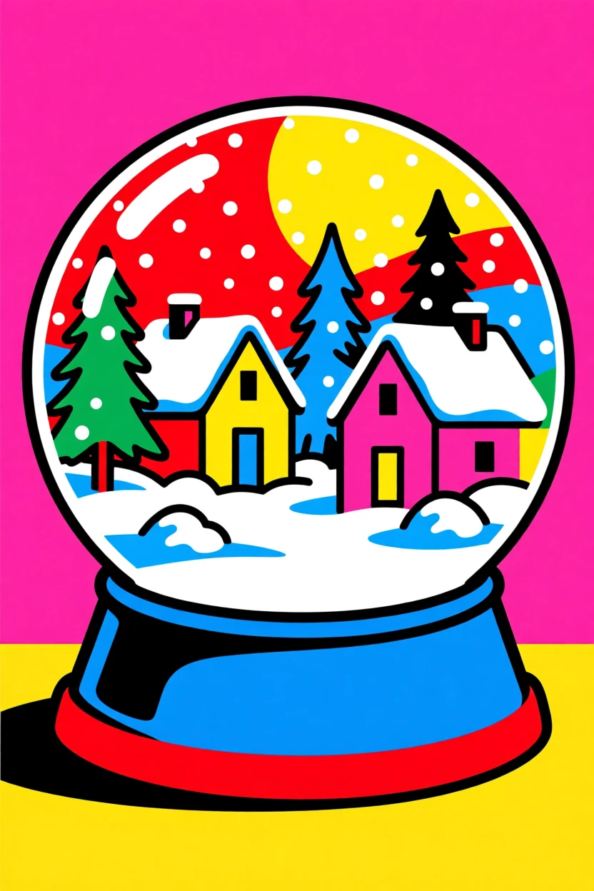 Snow globe with a winter village scene