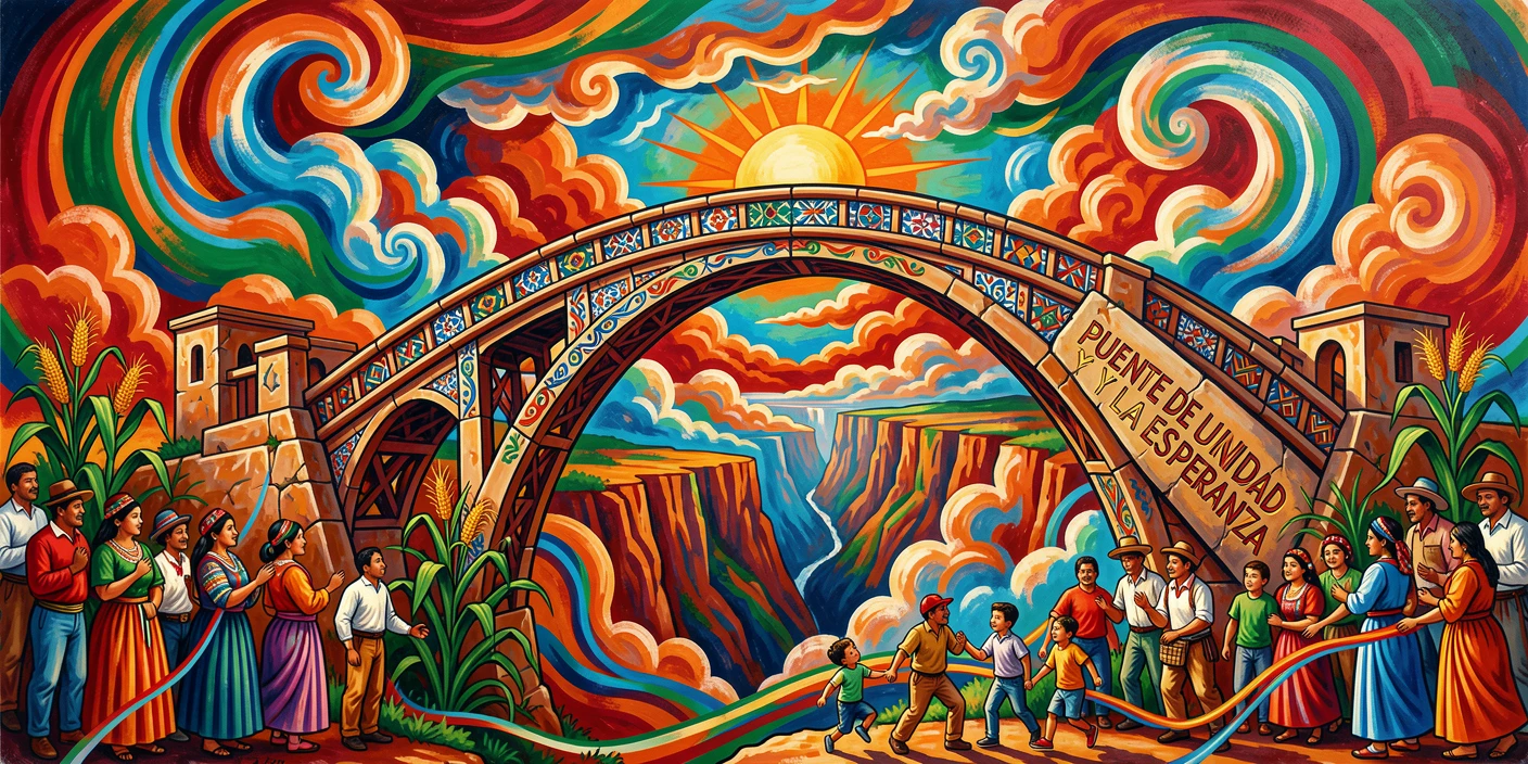 A magical bridge arching over a canyon of clouds
