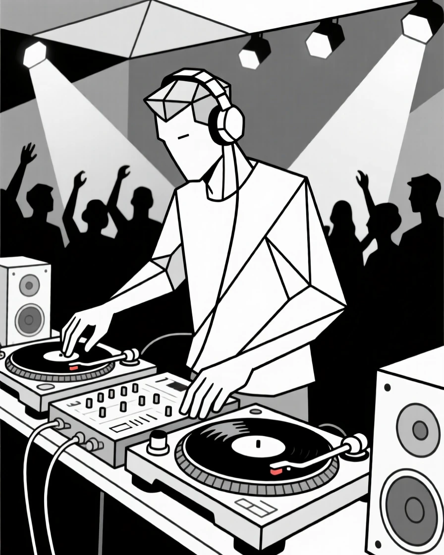 A DJ turntablist scratching records at a party