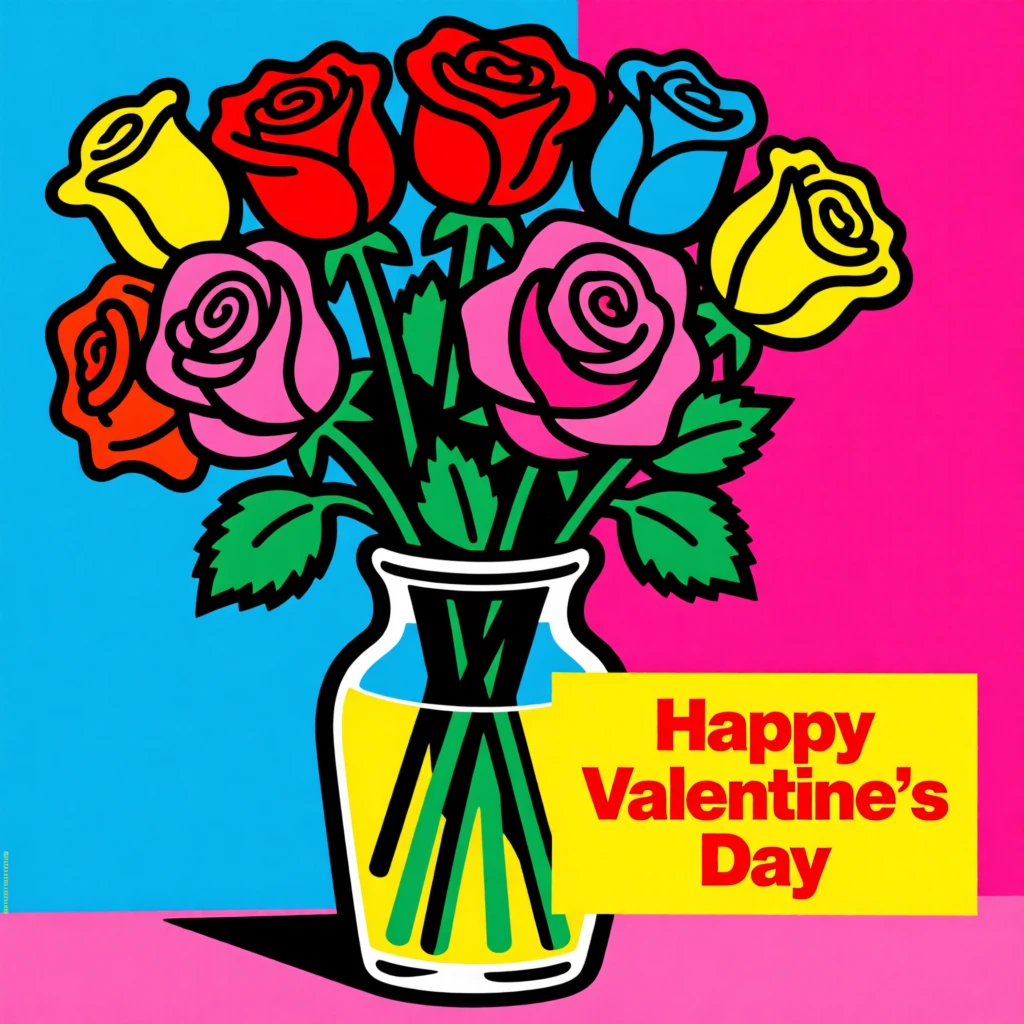 Valentine's Day roses in a vase