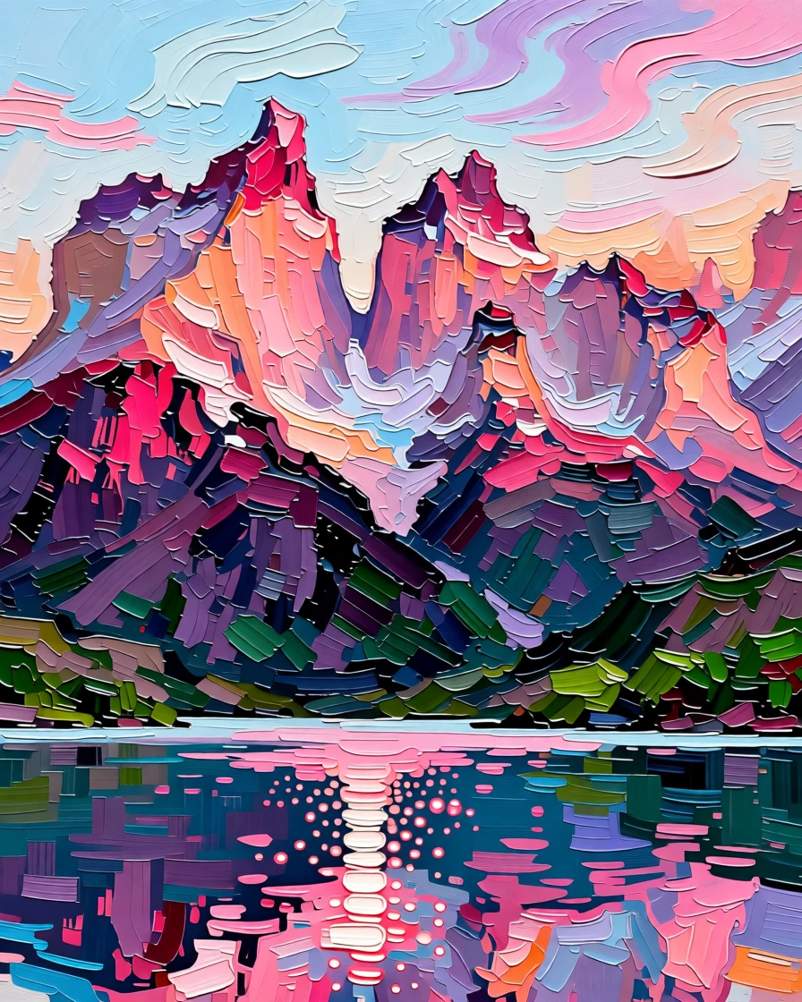 The jagged spires of Patagonia's Torres del Paine glowing pink at sunrise