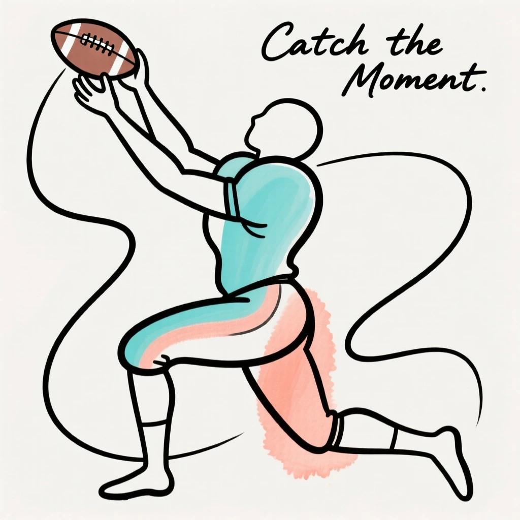 A football player making a catch