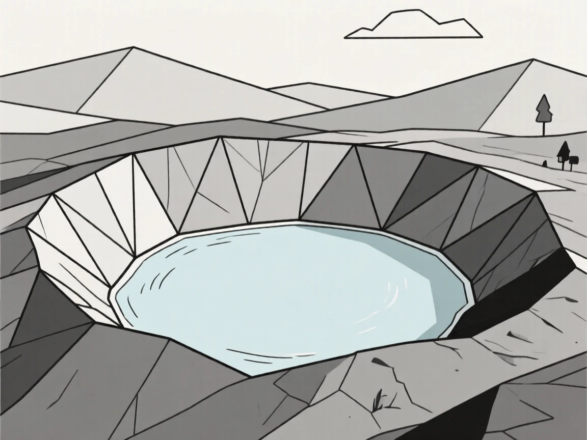 A crater lake nestled inside a dormant volcano
