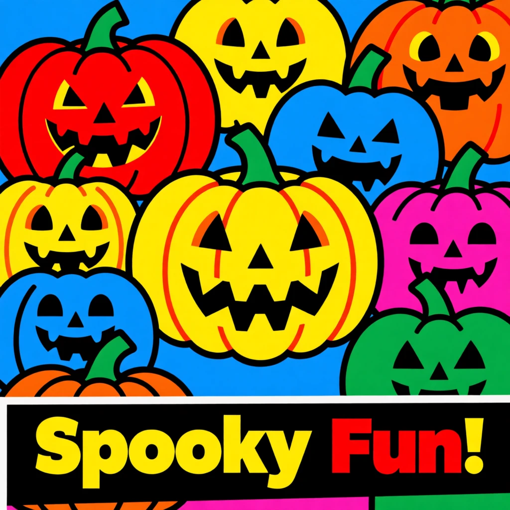 Halloween pumpkins carved with silly faces