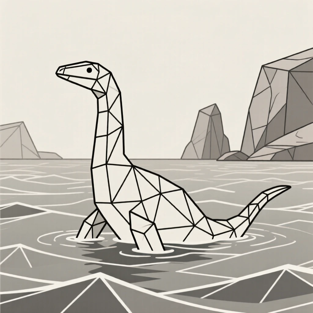 A Plesiosaurus surfacing in an ancient ocean