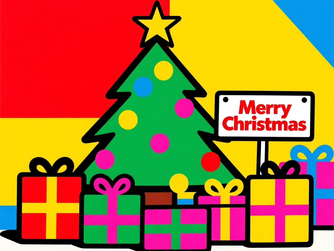 Christmas morning presents under a decorated tree