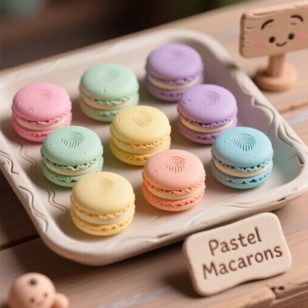 A tray of colorful macarons arranged by pastel shade
