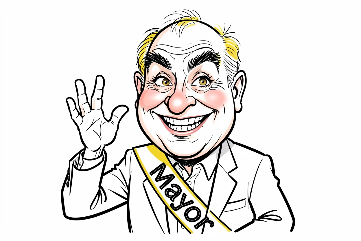 [People Portraits & Characters] Portrait of a wise town mayor gesturing dramatically, full of personality and charm