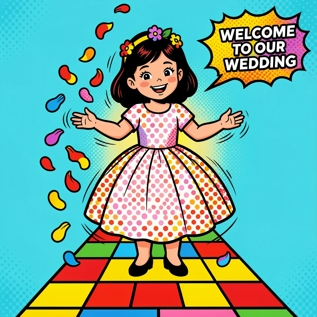 A flower girl scattering petals down the wedding aisle