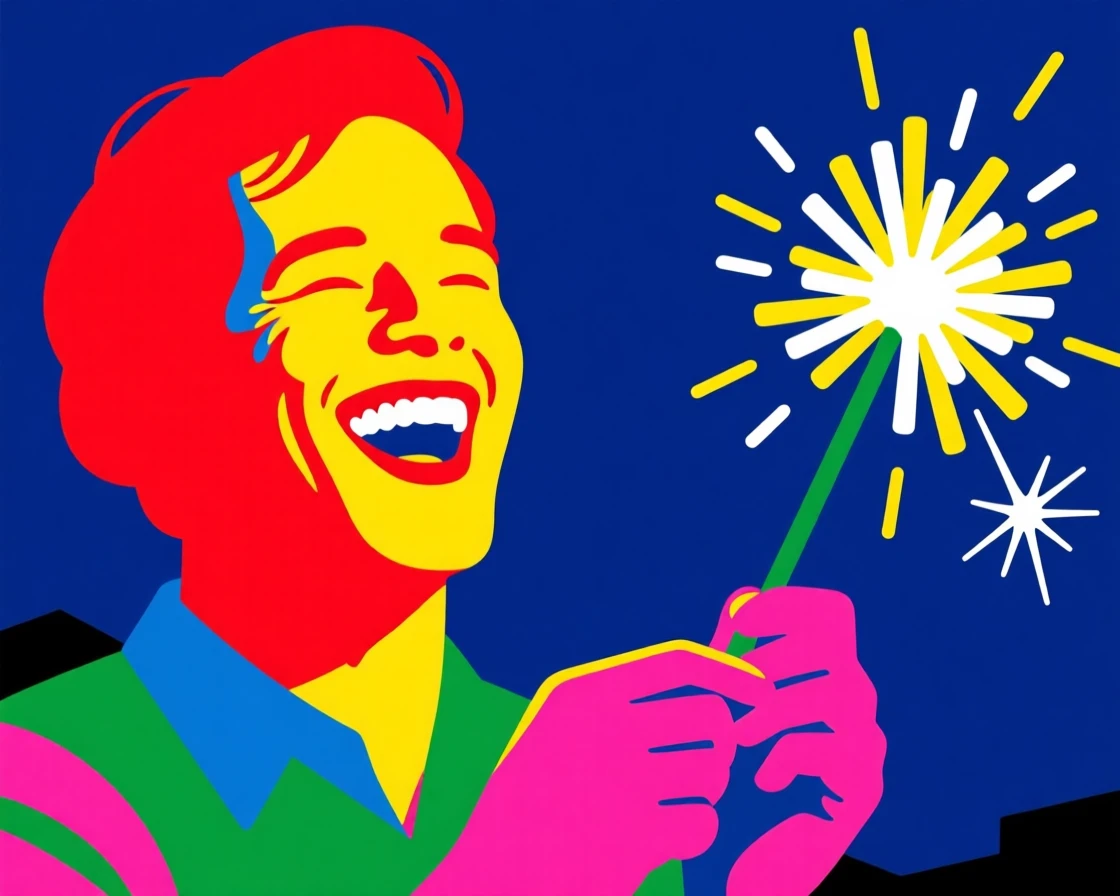 Fourth of July sparklers lighting up the night