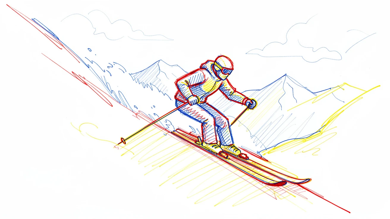 A skier carving fresh powder down a steep snow-covered mountain