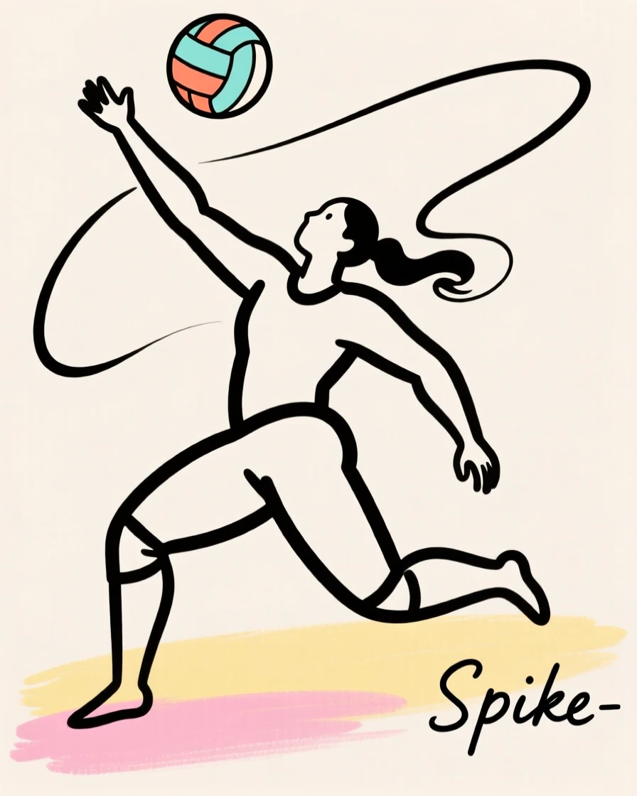 A volleyball player spiking the ball