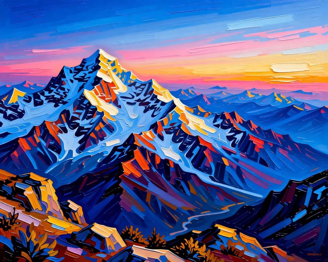 The Himalayas' jagged peaks stretching endlessly toward the horizon at dawn