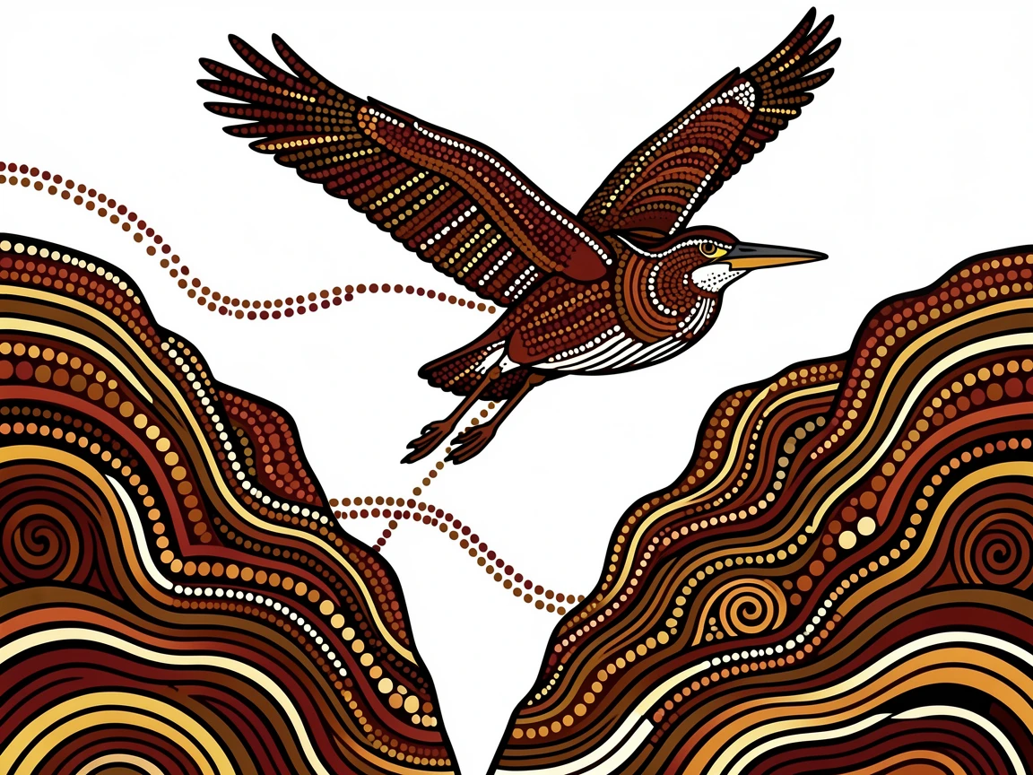 A bittern soaring high above rugged cliffs