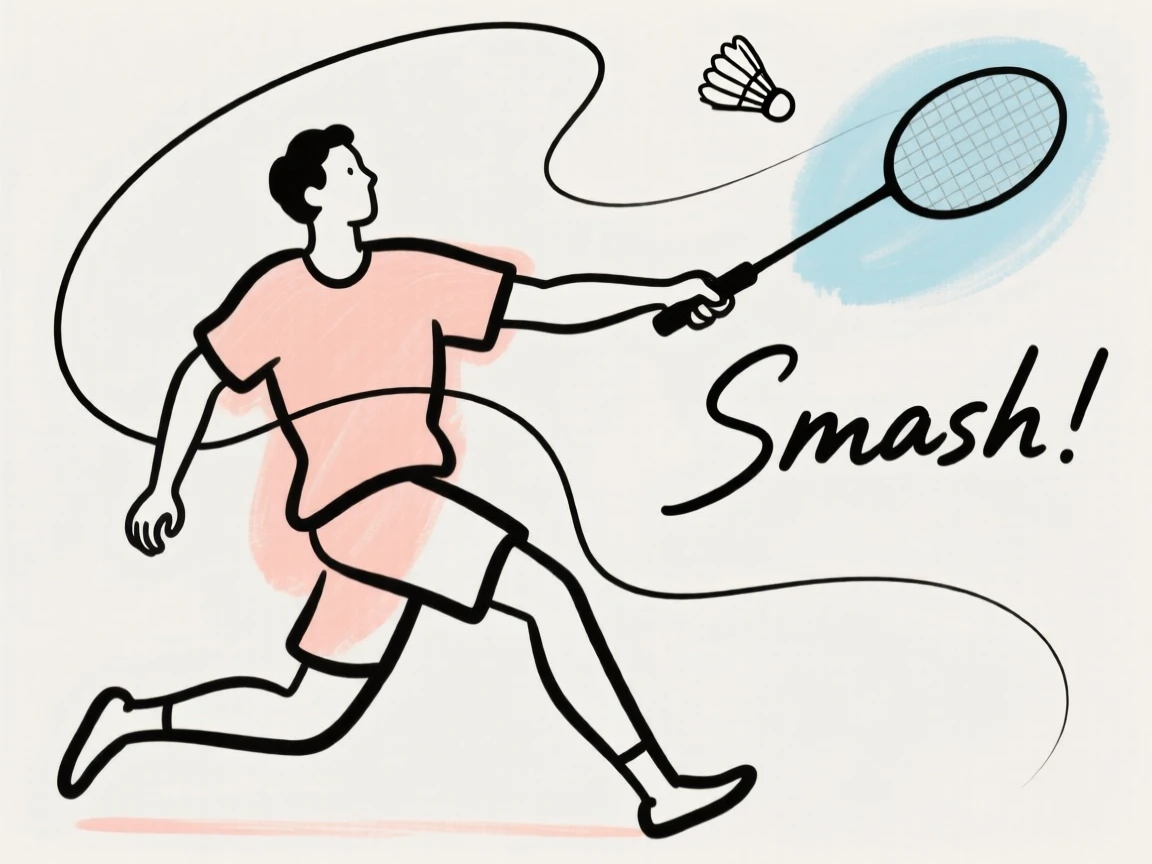 A badminton player smashing a shuttlecock