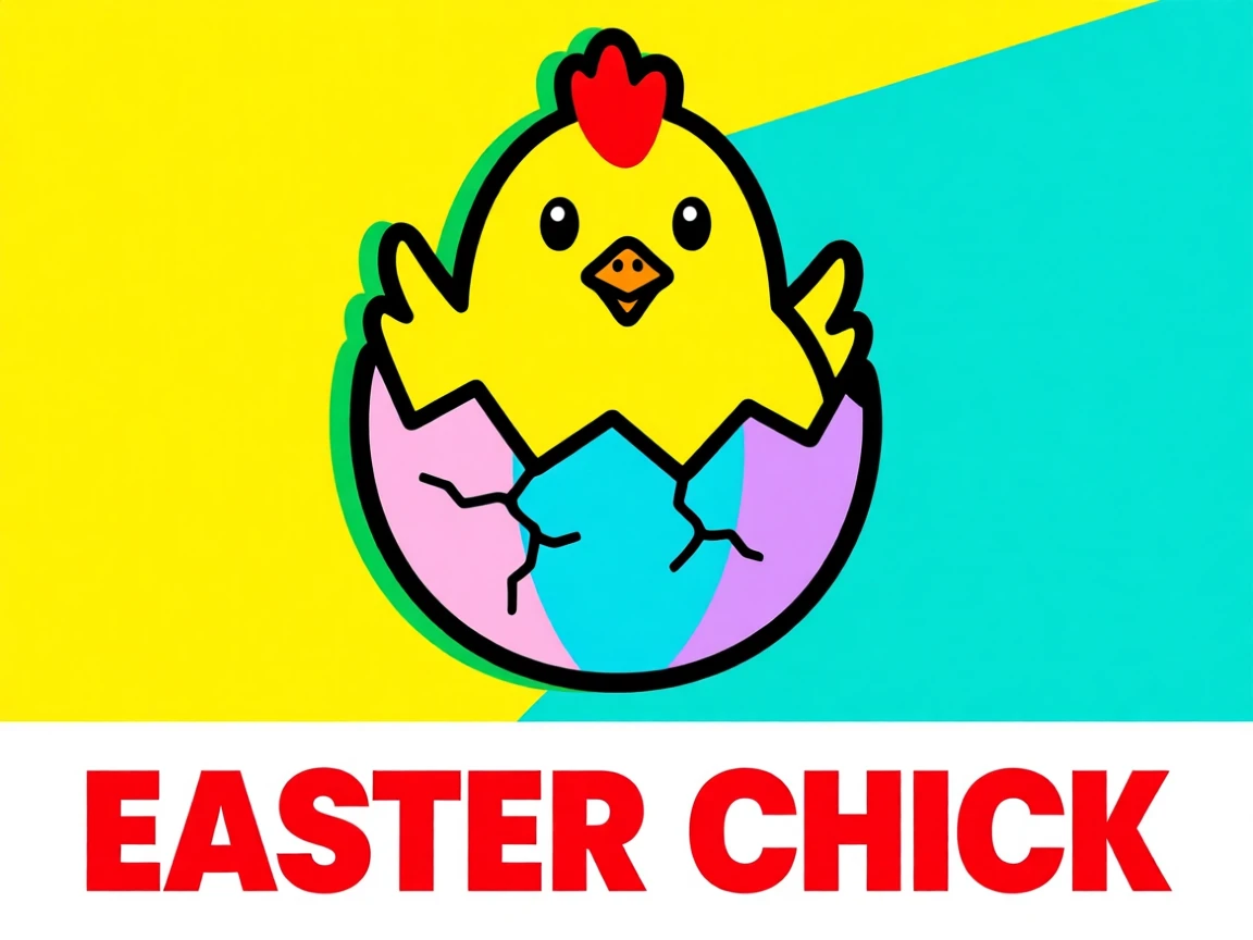 Easter chick hatching from a pastel egg