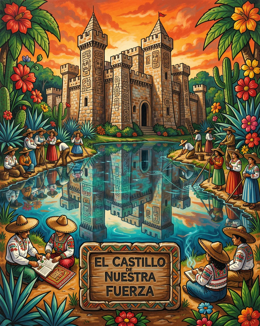 A castle reflected perfectly in an enchanted still lake