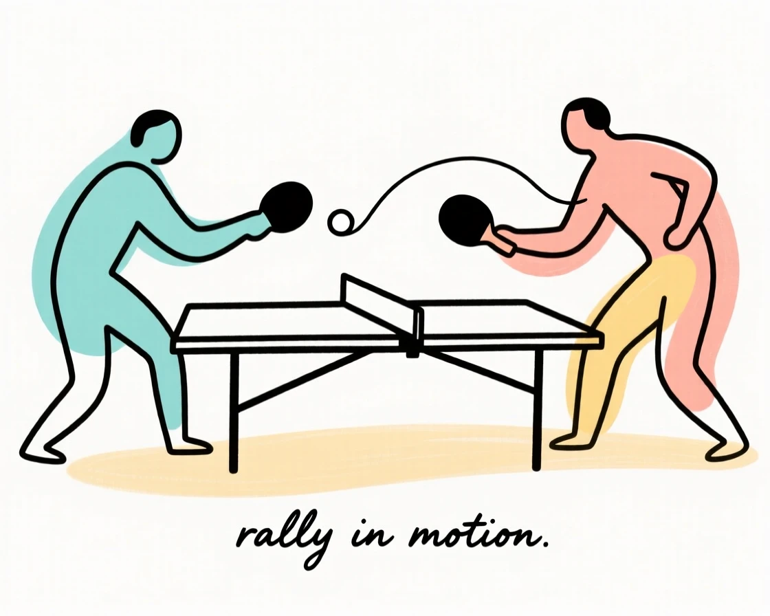 A table tennis rally in motion