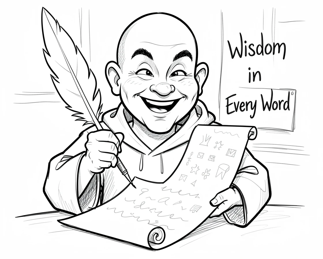 [People Portraits & Characters] Portrait of a cheerful monk hard at work, full of personality and charm