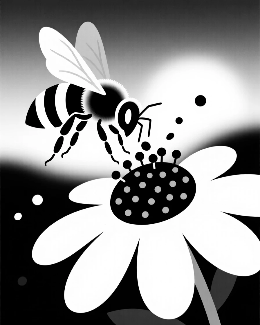 A honeybee gathering pollen at first light of morning.