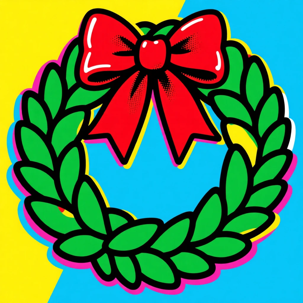 Christmas wreath with a red velvet bow