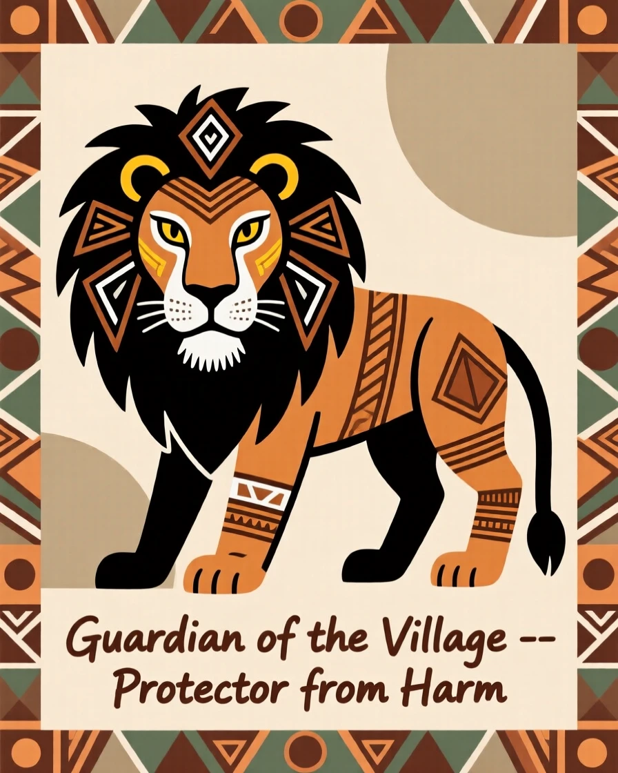 A sacred guardian lion believed to protect the village from harm.