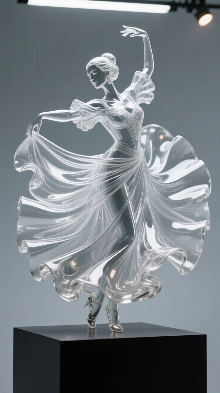A flamenco dancer captured mid-spin in a swirl of fabric, as the crowd sways gently to the rhythm of the music