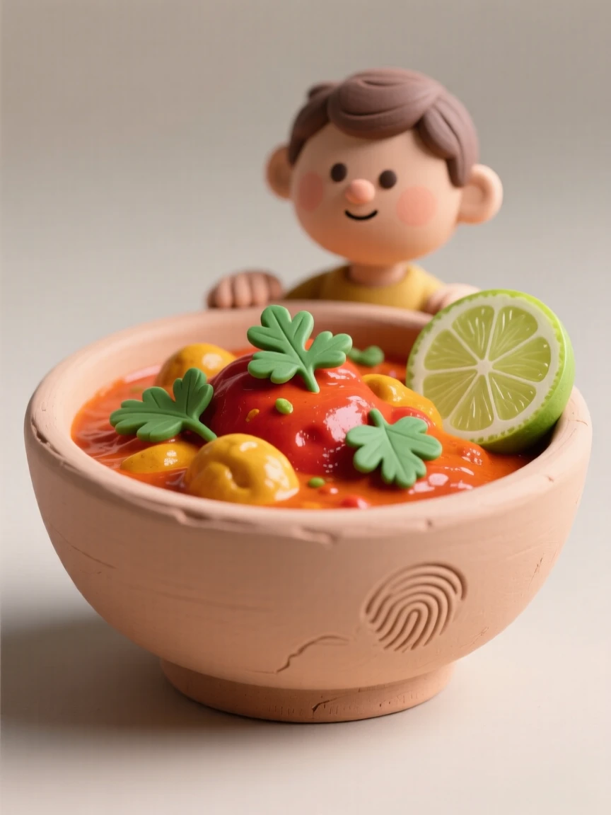 A bowl of vibrant curry garnished with fresh cilantro and lime