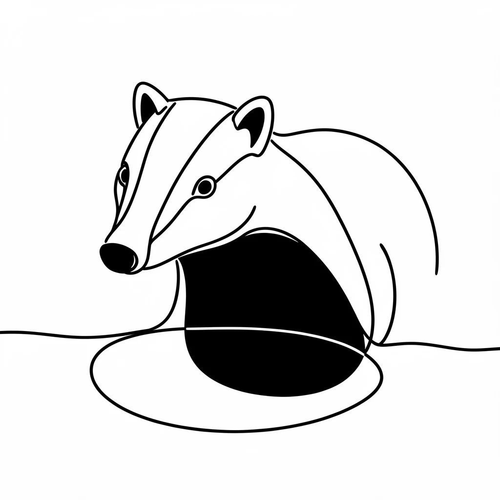 A badger emerging cautiously from its burrow at dusk