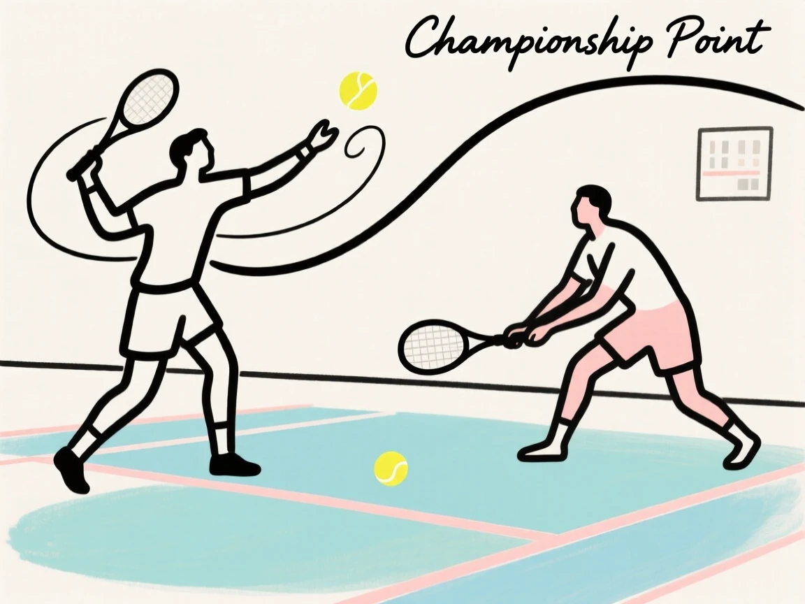 A tennis match at championship point