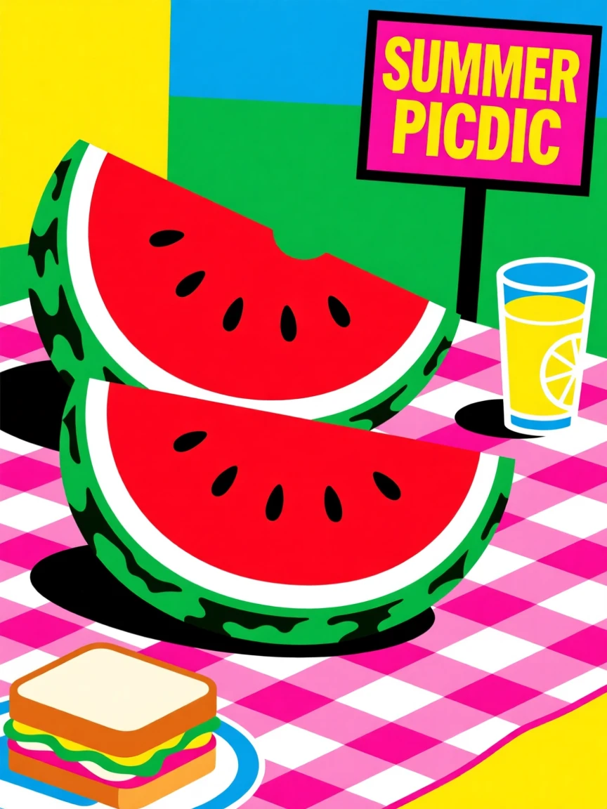 Summer watermelon slices at a picnic