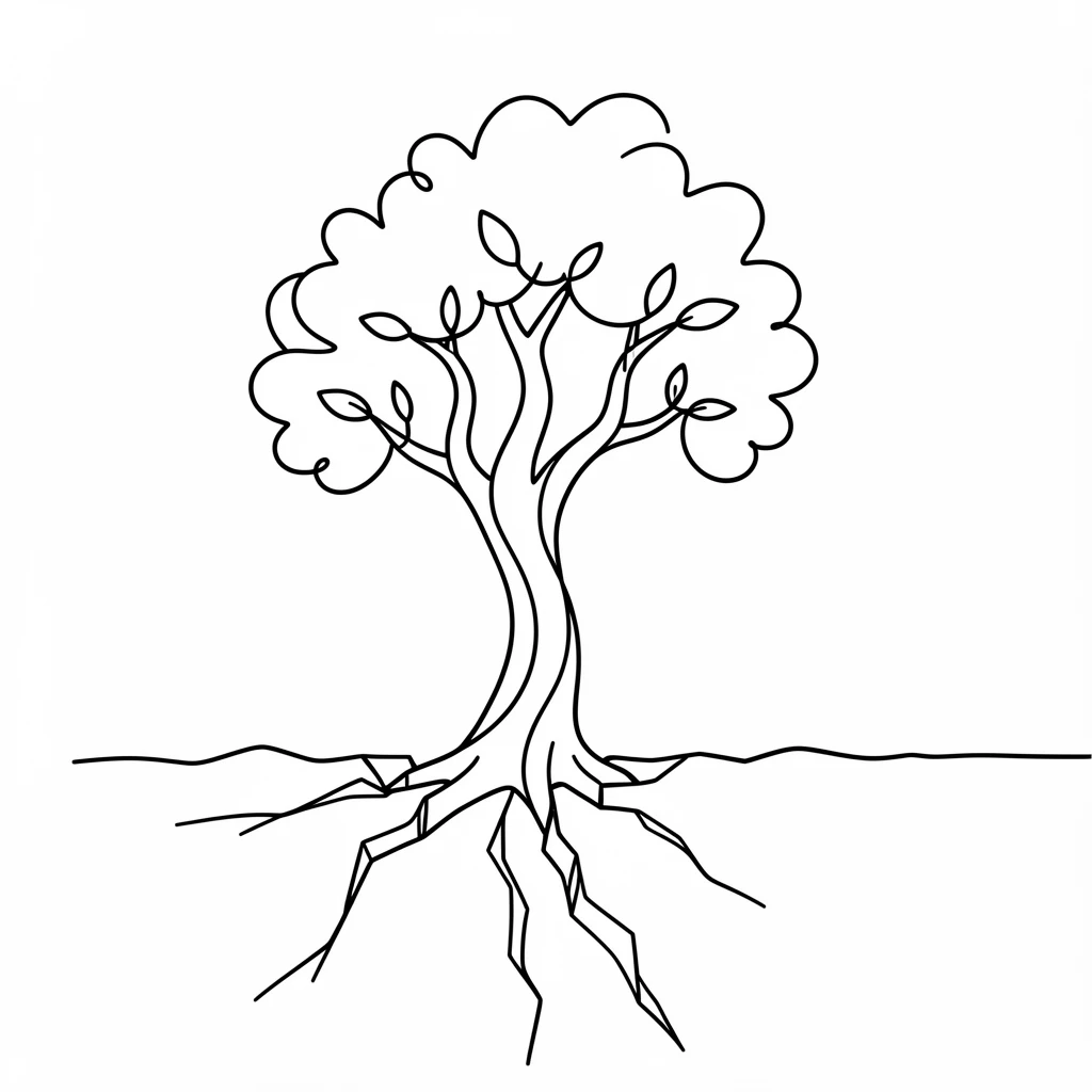 A single tree growing from a crack in solid stone, representing resilience