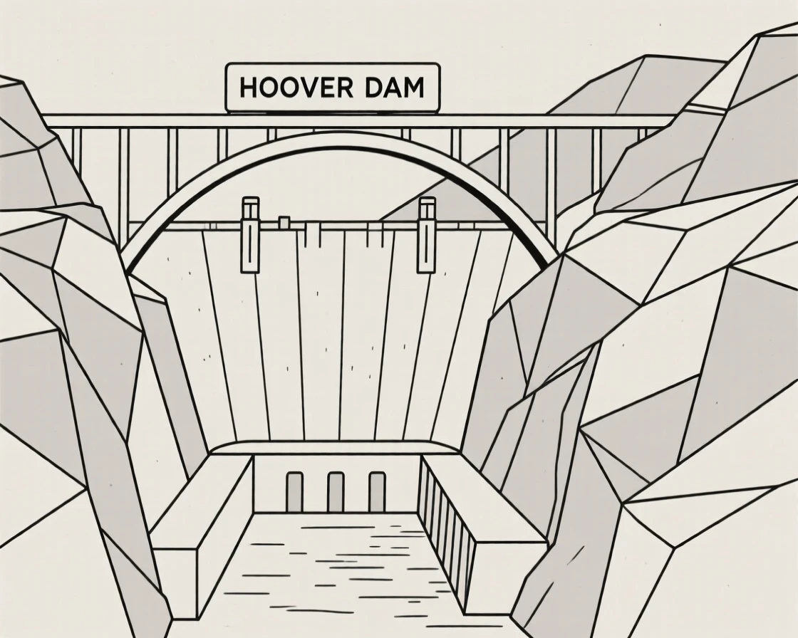 The Hoover Dam spanning a rugged canyon