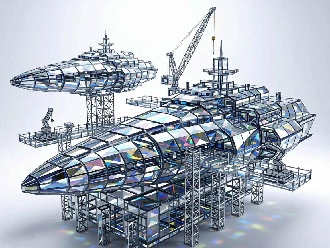 A vast orbital shipyard where massive starships are under construction.