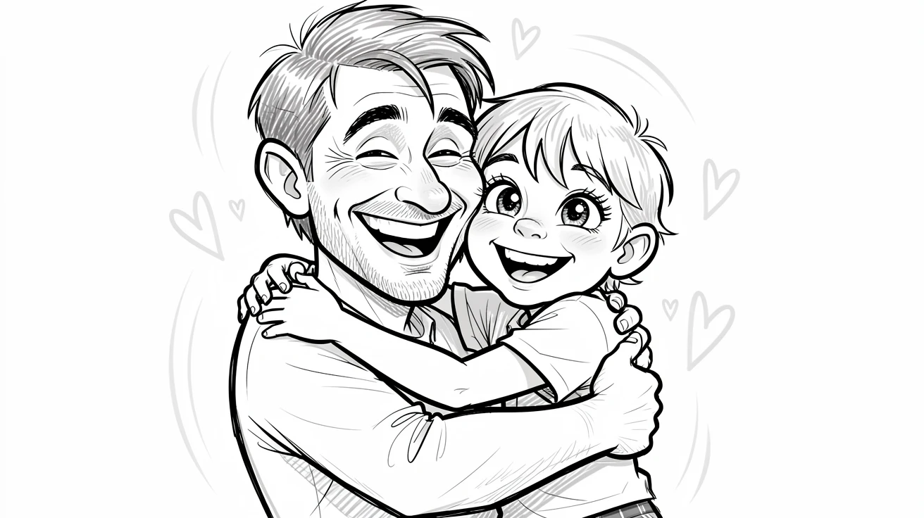 [Family & Relationship Moments] Heartwarming scene of a joyful father and child embracing after a long time apart, radiating love and warmth