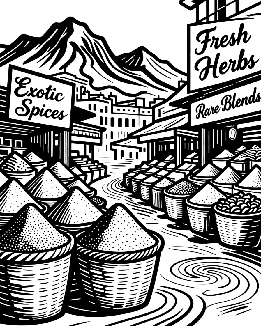 A bustling Istanbul spice market with mountains of colorful powdered spices.