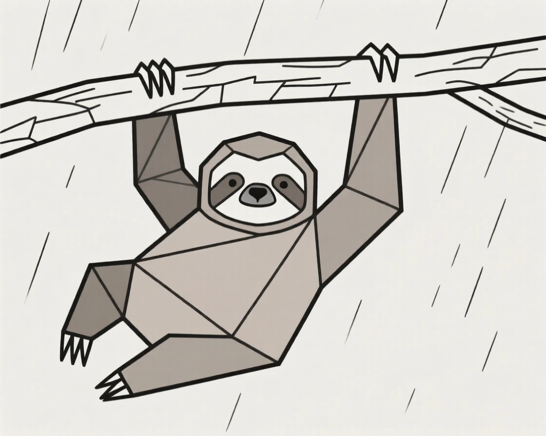 A sloth hanging slowly from a rainforest branch