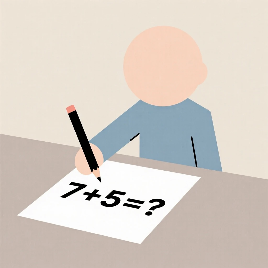A child solving a math problem on paper