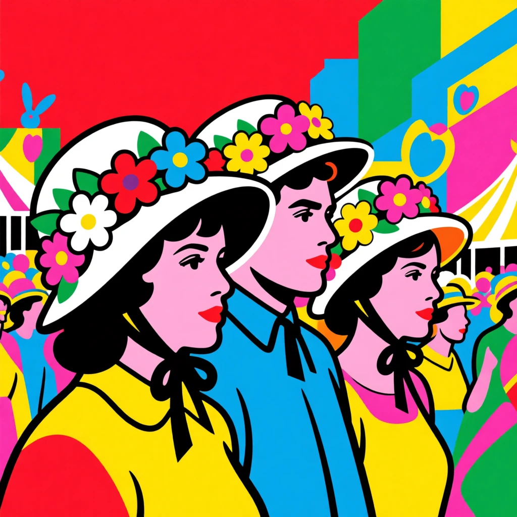 Easter parade with bonnets and flowers