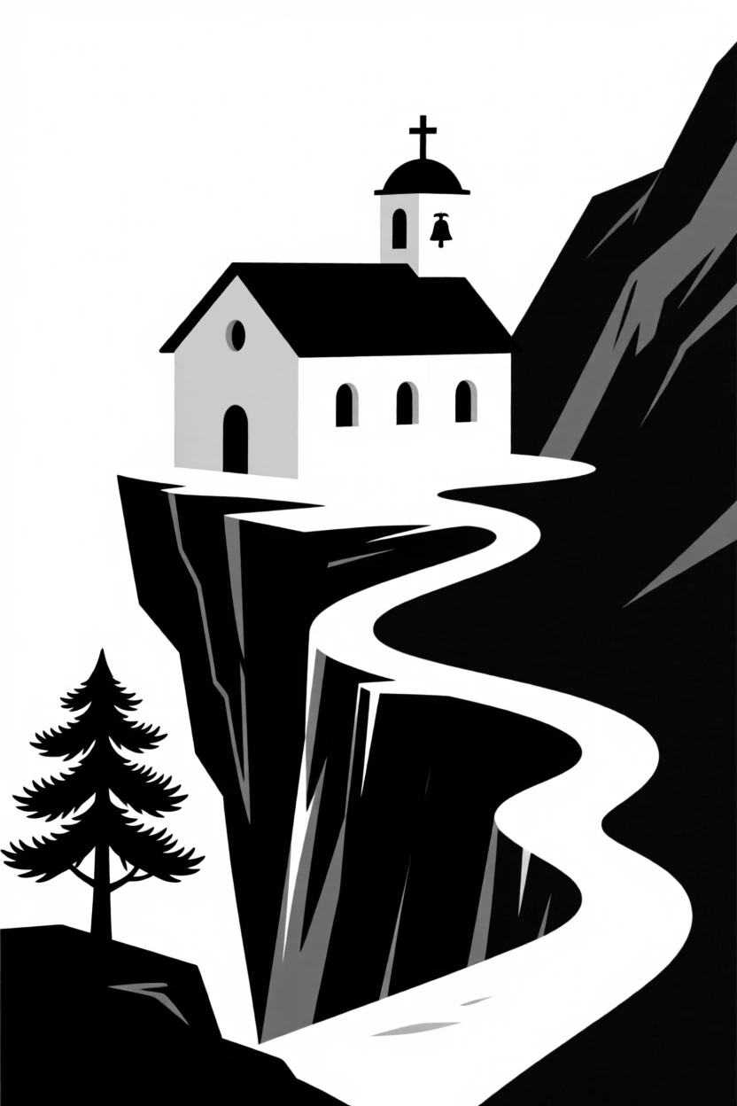A mountain monastery perched on a cliff edge.