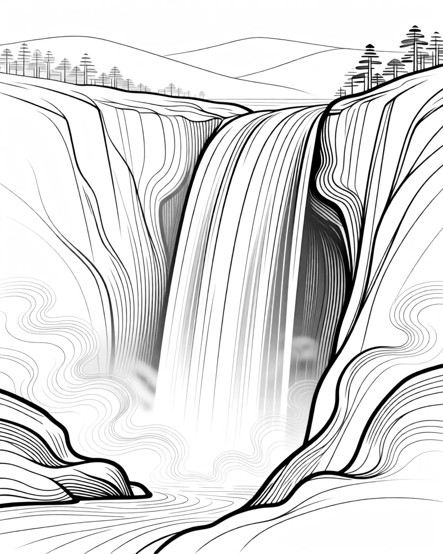 A famous waterfall cascading into a misty gorge
