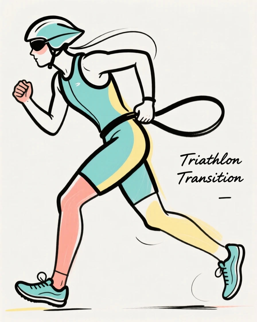 A triathlete transitioning between events