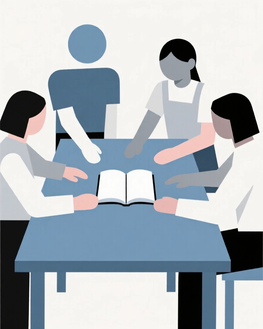 A group of students working together on a project