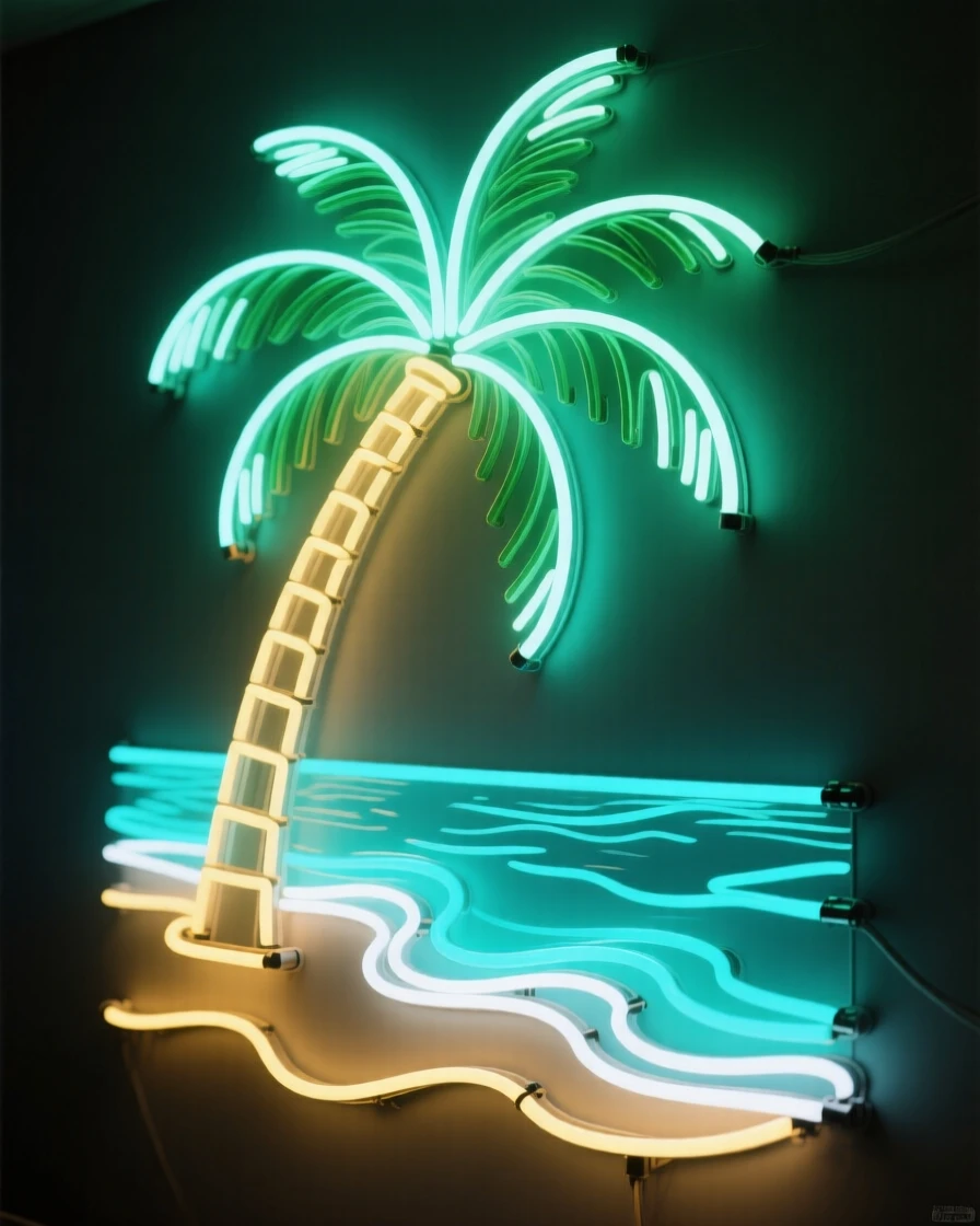A secluded tropical beach with a single palm tree leaning over turquoise water.