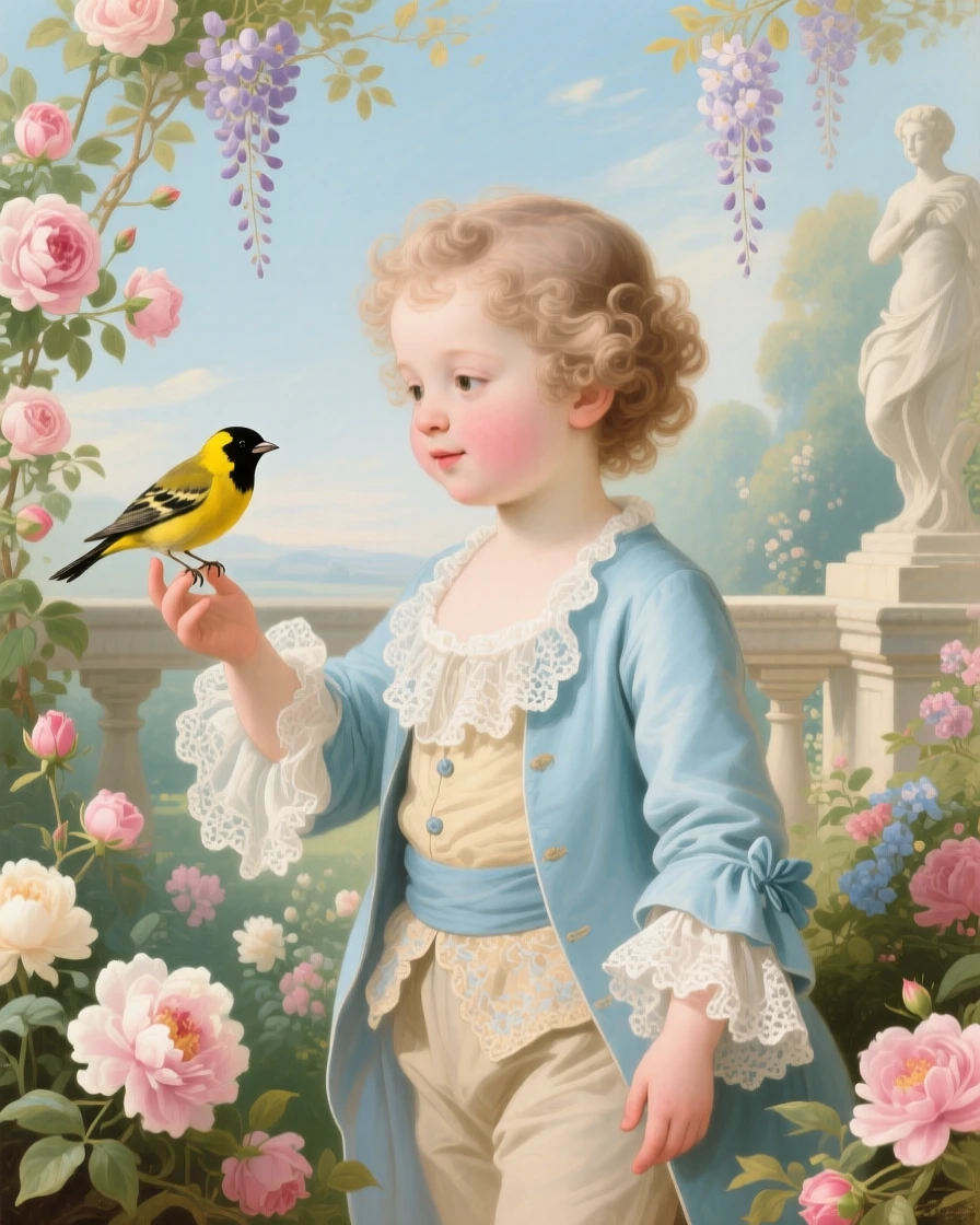 A child holding a tiny bird that has landed on his finger  
