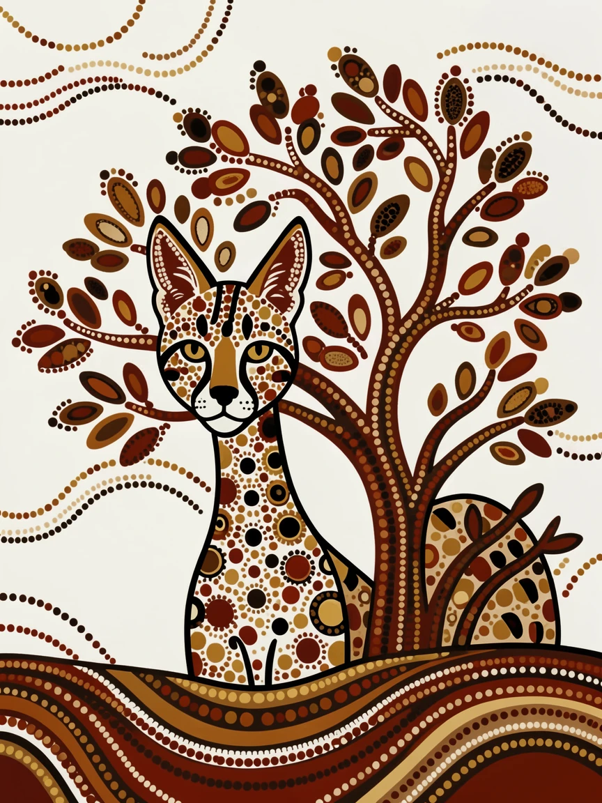 A curious serval peeking from behind a bush
