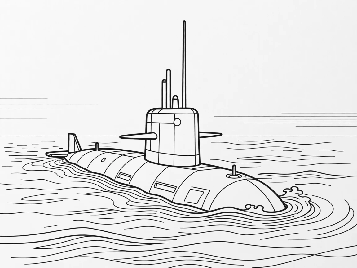 A submarine surfacing in open ocean waters